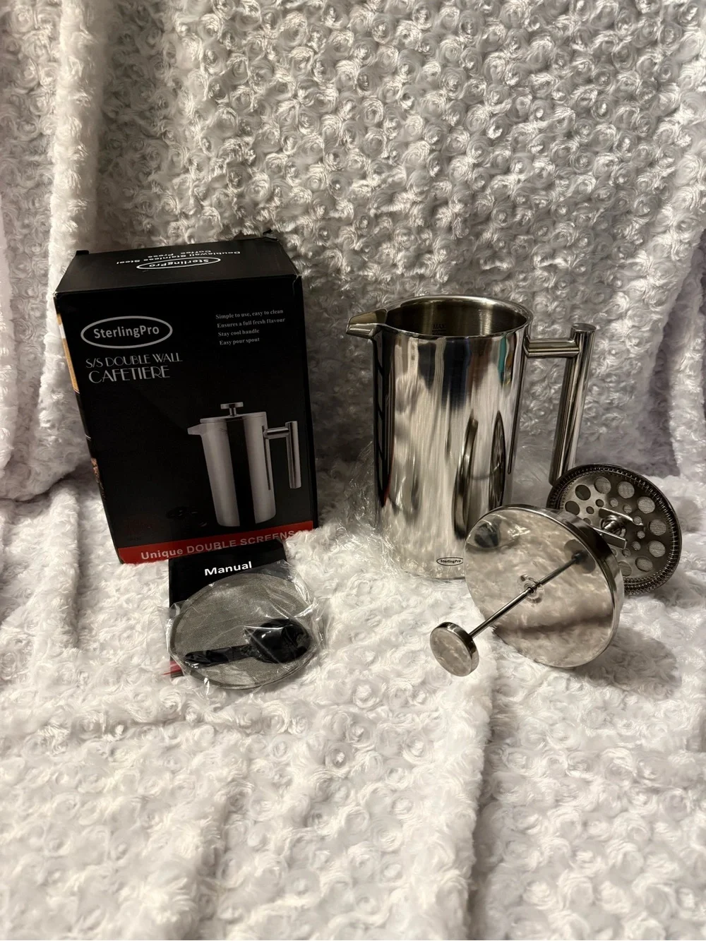 Stainless Steel Coffee Press - Mirror Double-Wall French Press